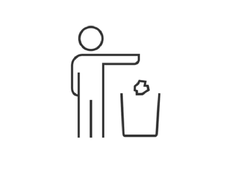 ikona wyrzucania śmieci do kosza